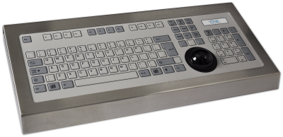 128T Key Industrial Keyboard with Trackerball Cased Front