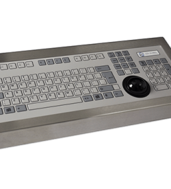 128T Key Industrial Keyboard with Trackerball Cased Front