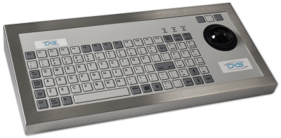 96T Key Industrial Keyboard with Trackerball Cased Front